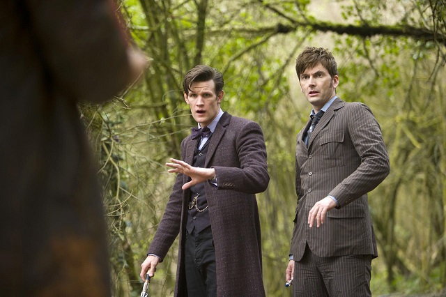 Matt Smith as the Eleventh Doctor and David Tennant as the Tenth Doctor, "The Day of the Doctor"