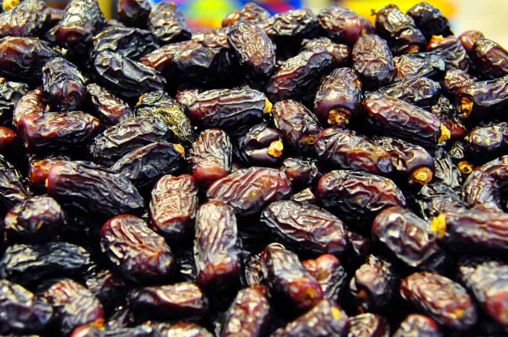 A huge pile of dried Safawi dates.