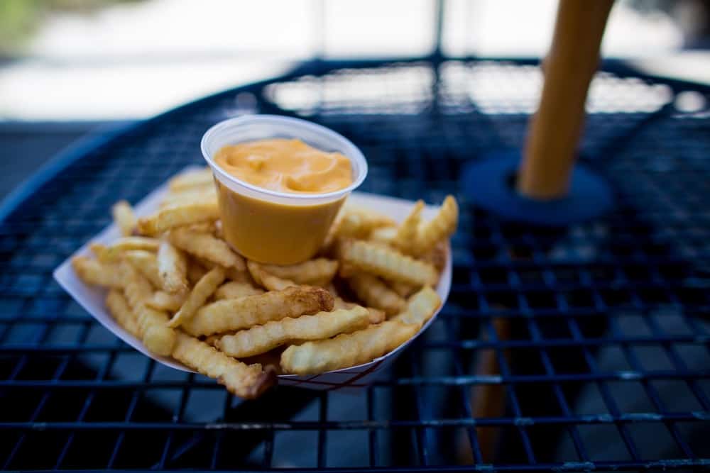 Boardwalk fries with cheese dip.