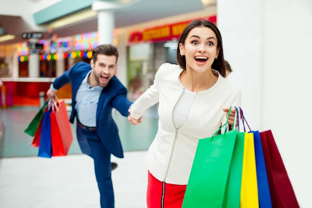 Impulsive consumers shop all they want in a mall.