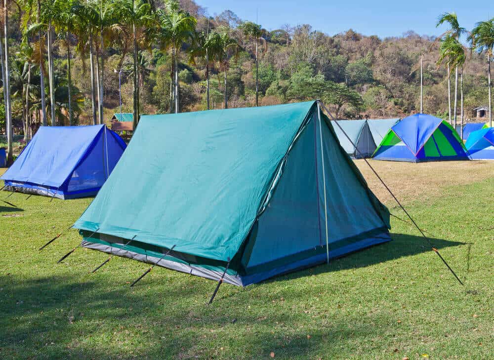 Blue and Teal ridge tents.