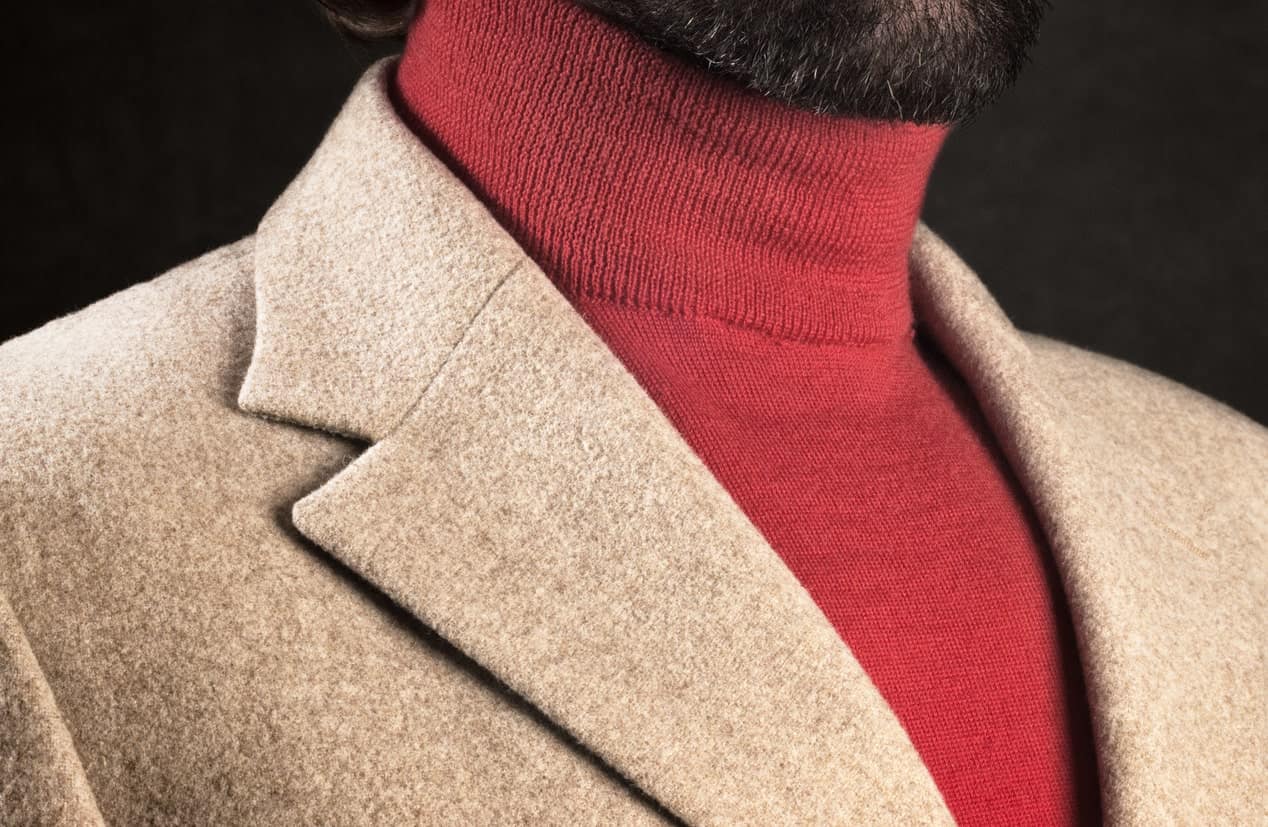 turtleneck with collared shirt