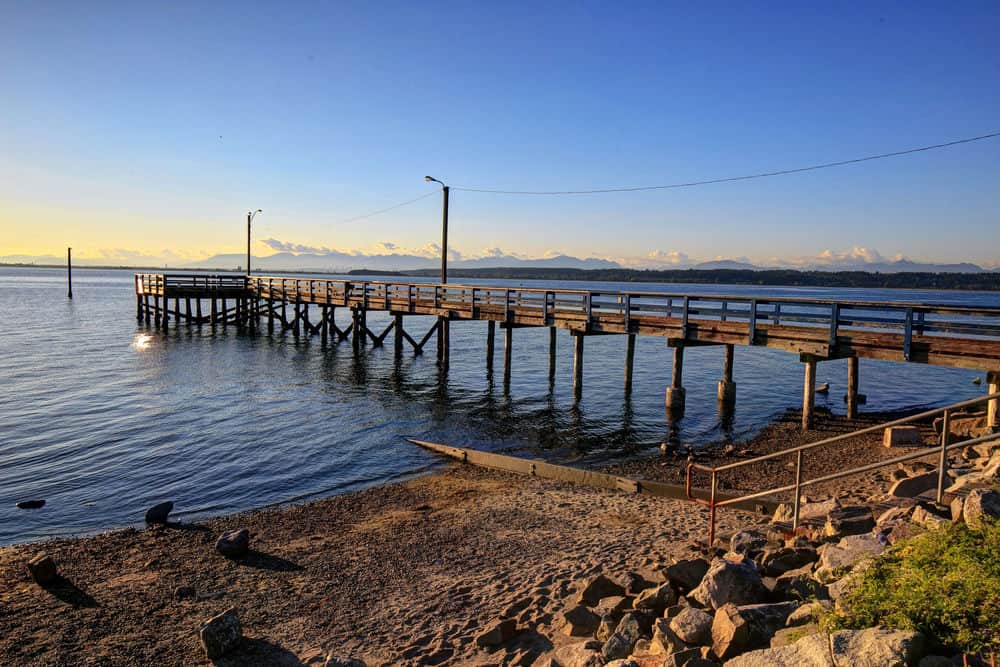 Close up of the pier at Crescent Beach in South Surrey, British Columbia