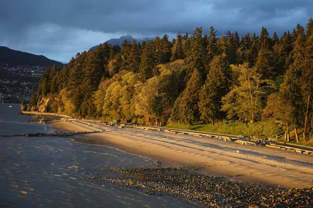 View of Third Beach in Stanley Park in Vancouver