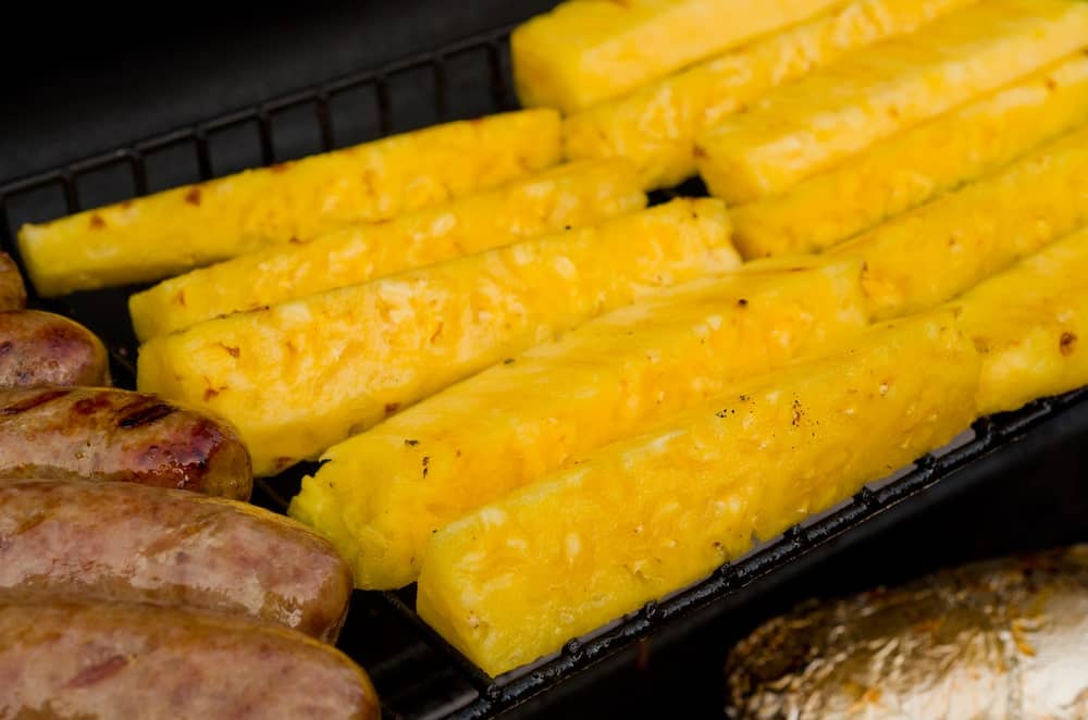 Pineapple spears on grill