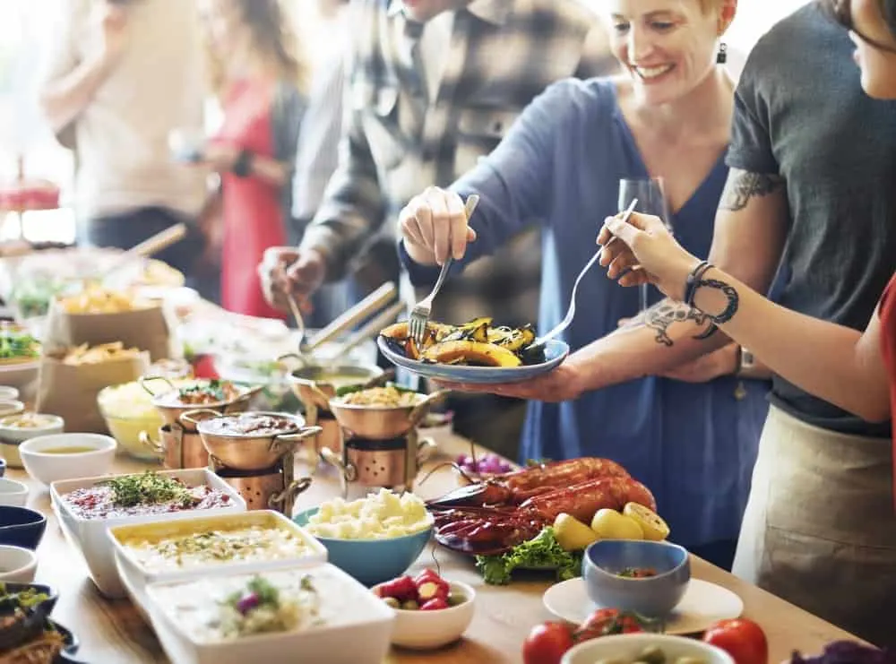 People enjoying a food festival