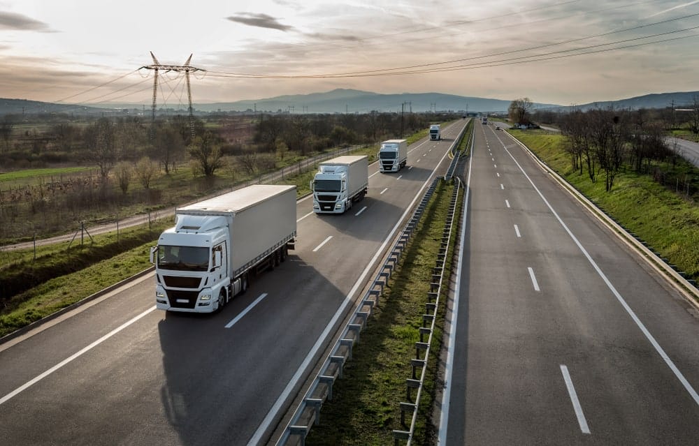 Trucks on a road