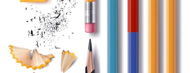A number of colorful pencils put together with a sharpener