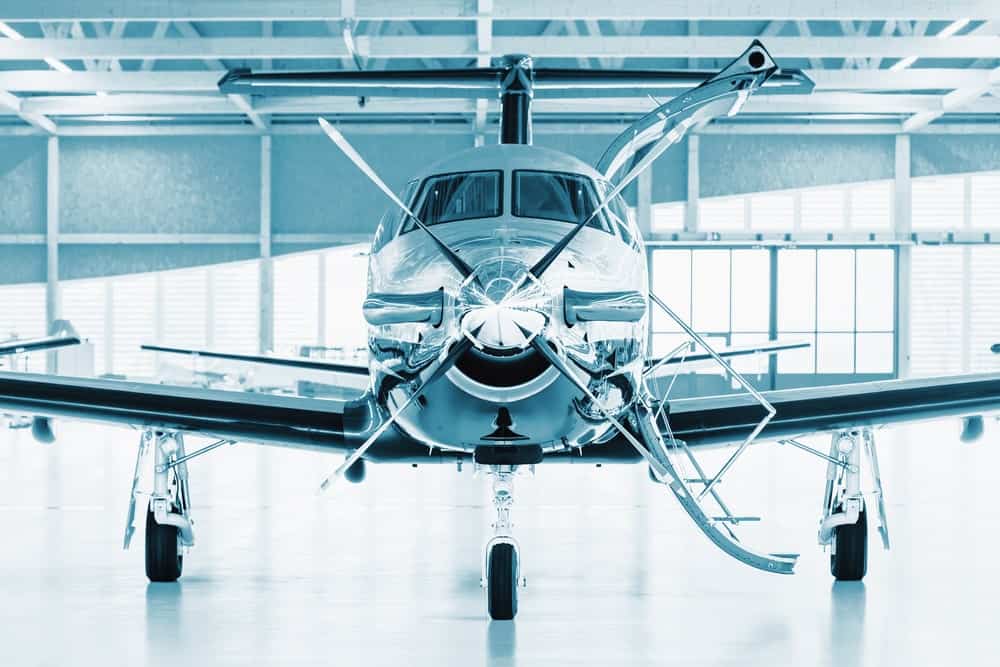Turboprop Aircraft in a hangar