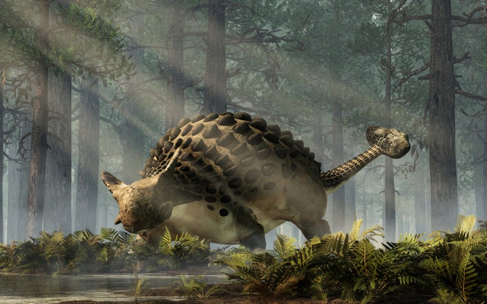Ankylosaurus dinosaur in a jungle