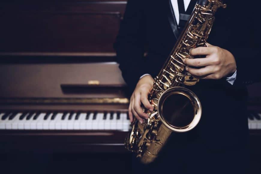 A Saxophonist with a Saxophone in His Hands