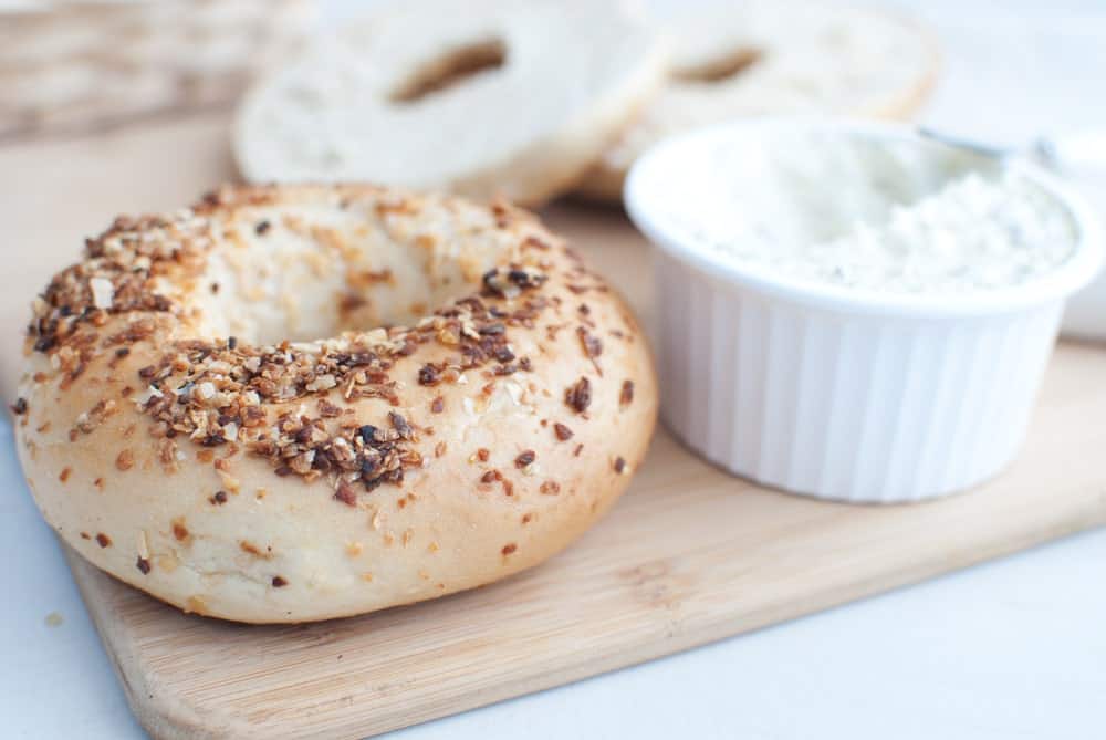 Garlic Bagel with Cream Cheese
