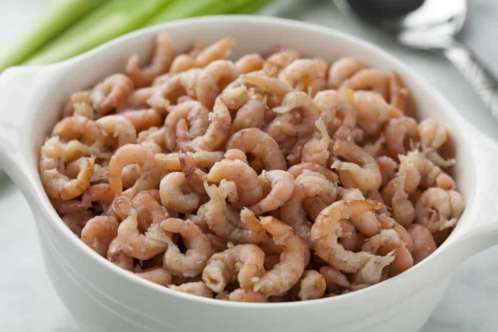 raw brown shrimps