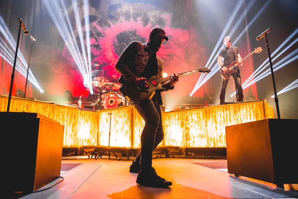 This is a close look at the stage while Breaking Benjamins performs in Michigan back in 2020.