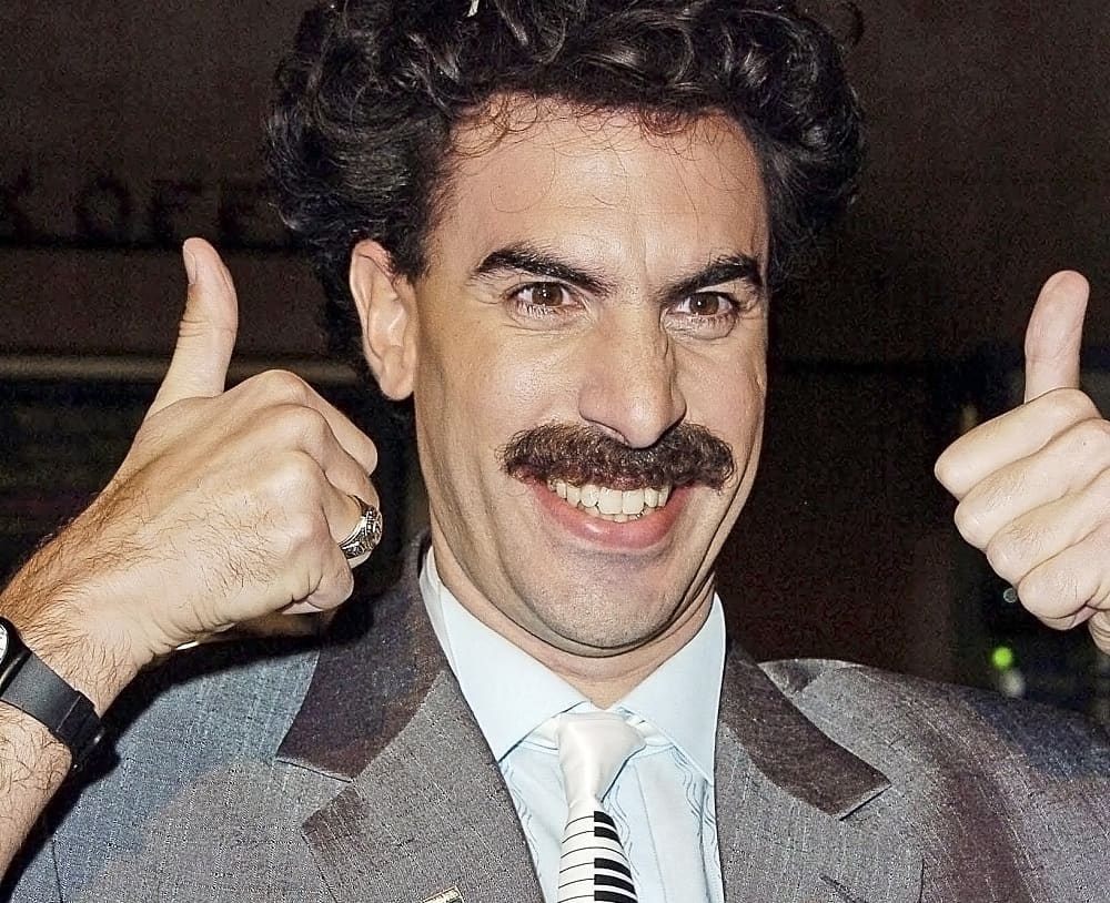 This is Sacha Baron Cohen at the movie premiere of Borat.