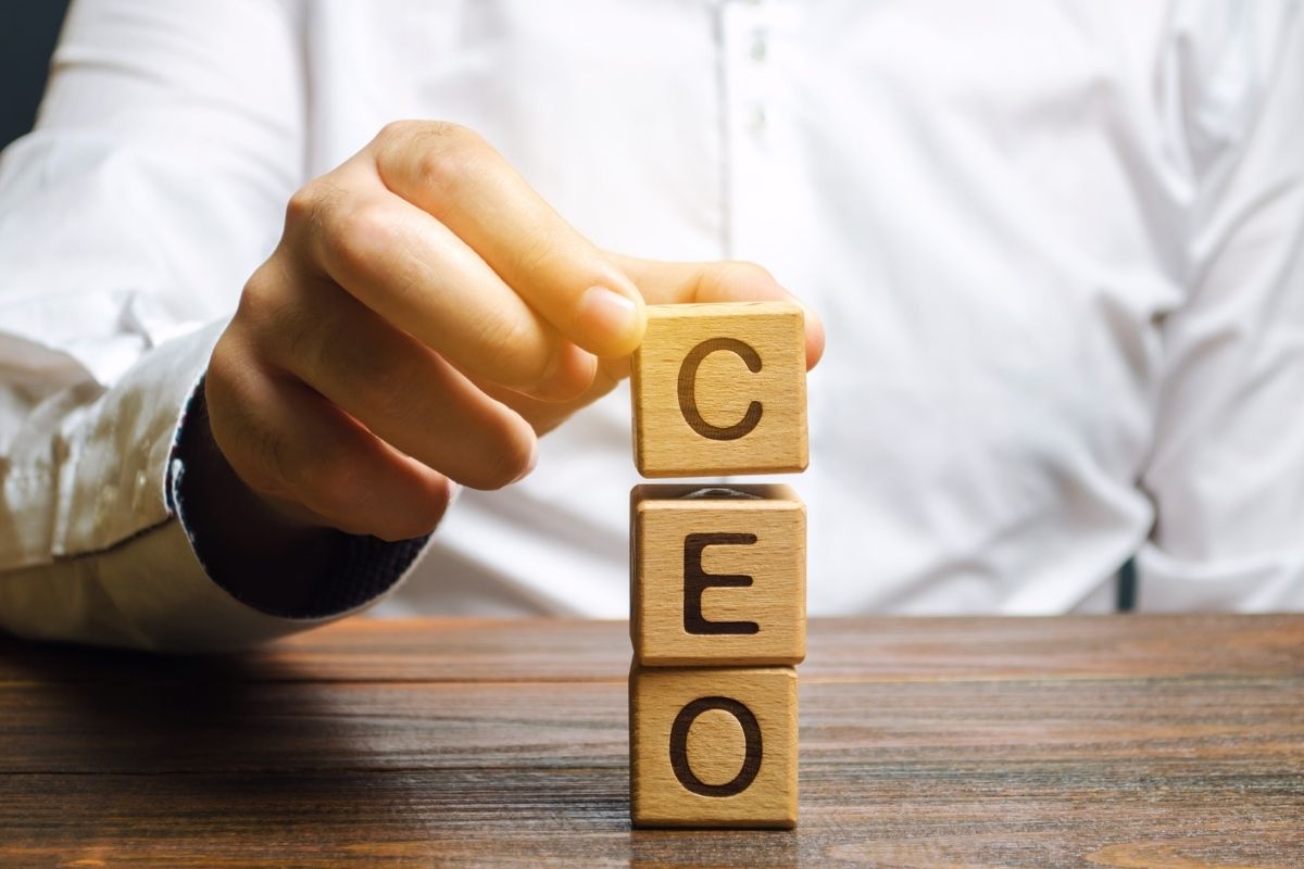 Wooden blocks forming the acronymn CEO.