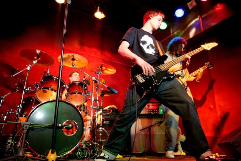 A photo of a rock band performance.