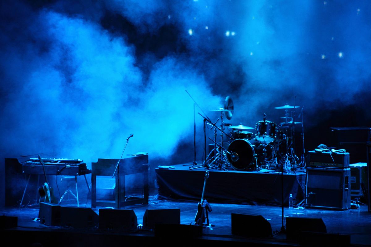 A photo of stage waiting for the rock band.