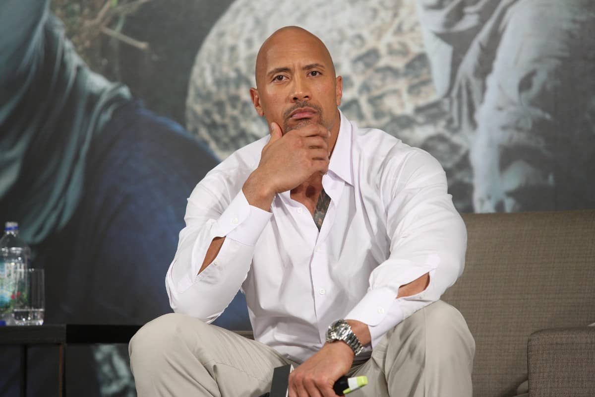Dwayne Johnson during a press conference.