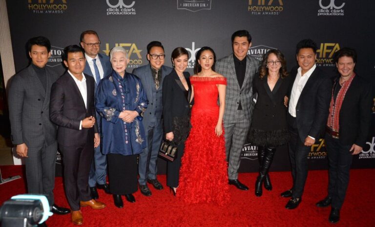 A group photo cast of the movie called crazy riach asian.