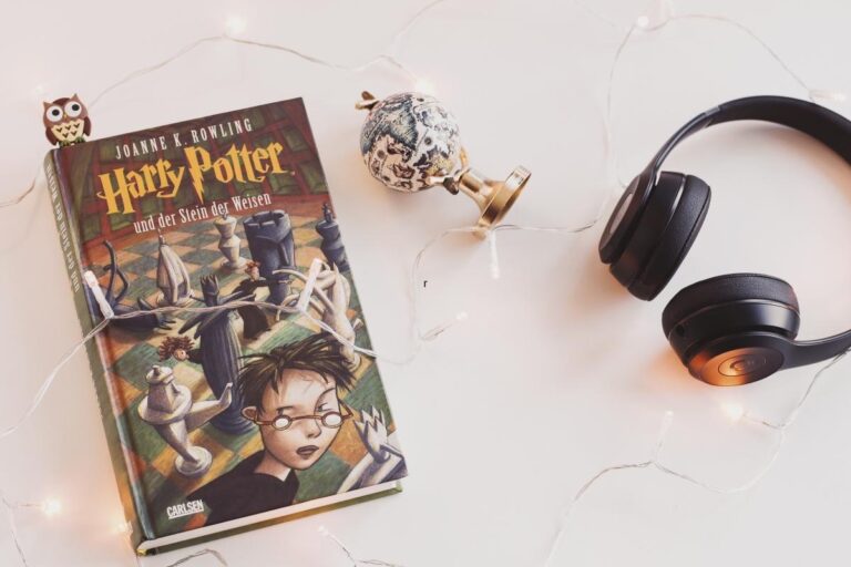 A photo of a Harry Potter book on a white background.