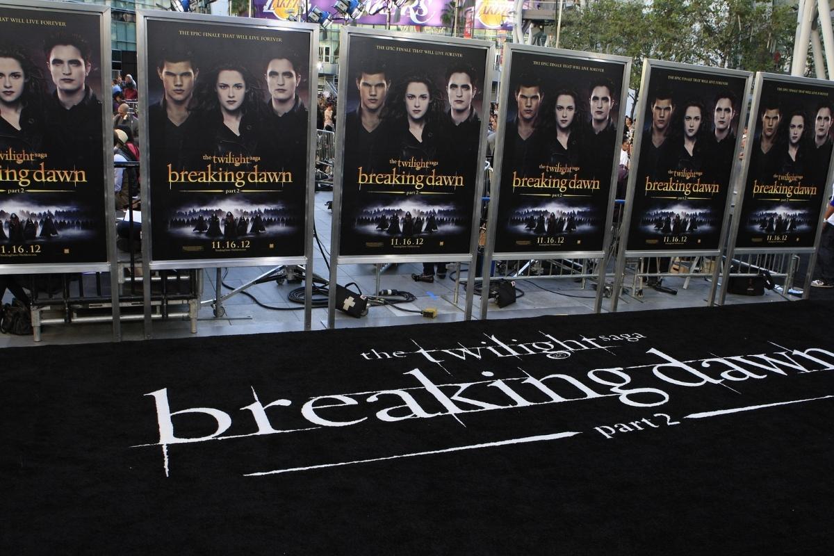 Posters at the premiere of The Twilight Saga.