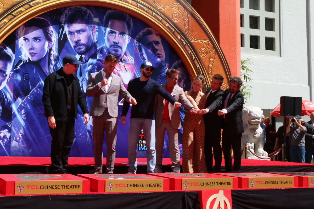 A photo of avengers cast members handprint ceremony.