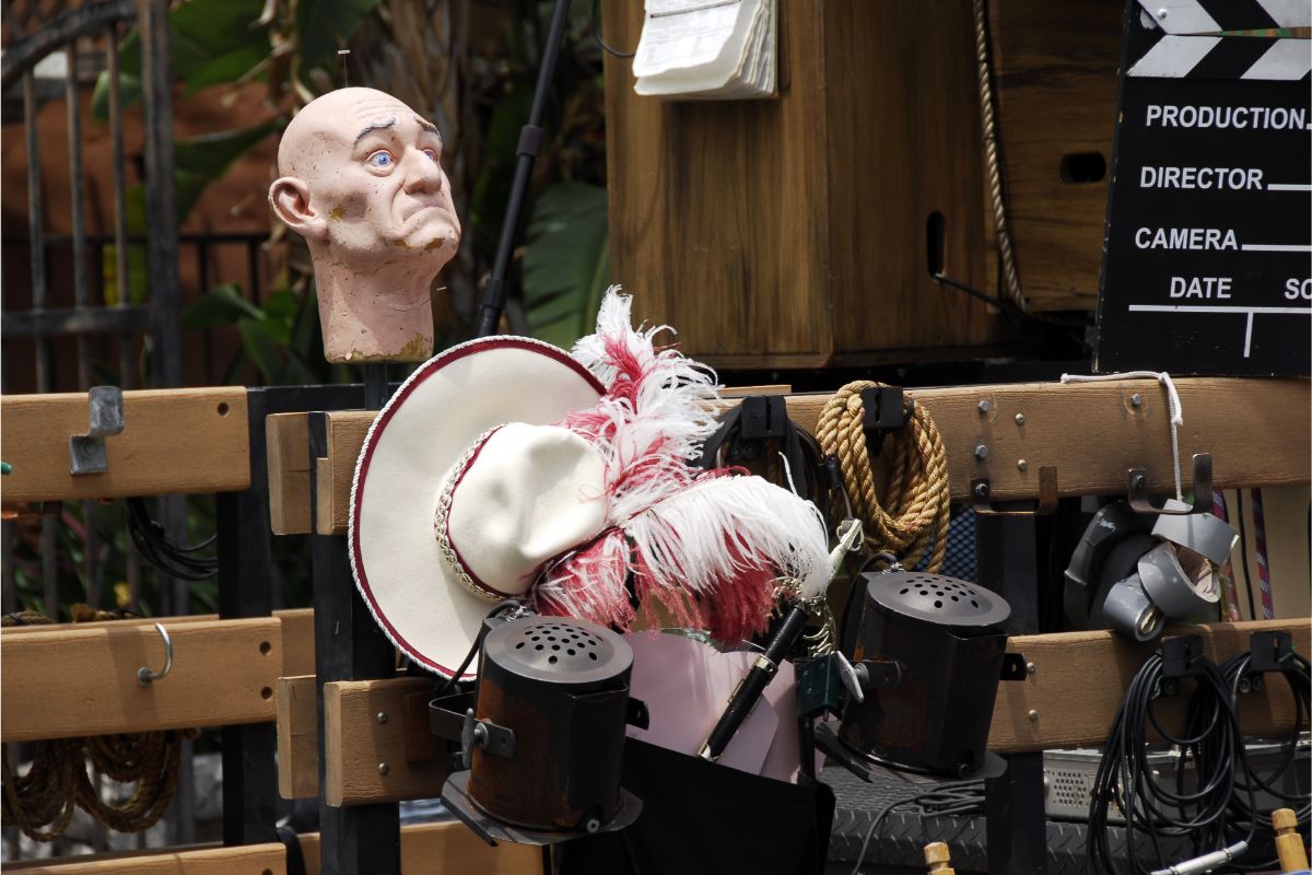 A photo of movie props in one place. 