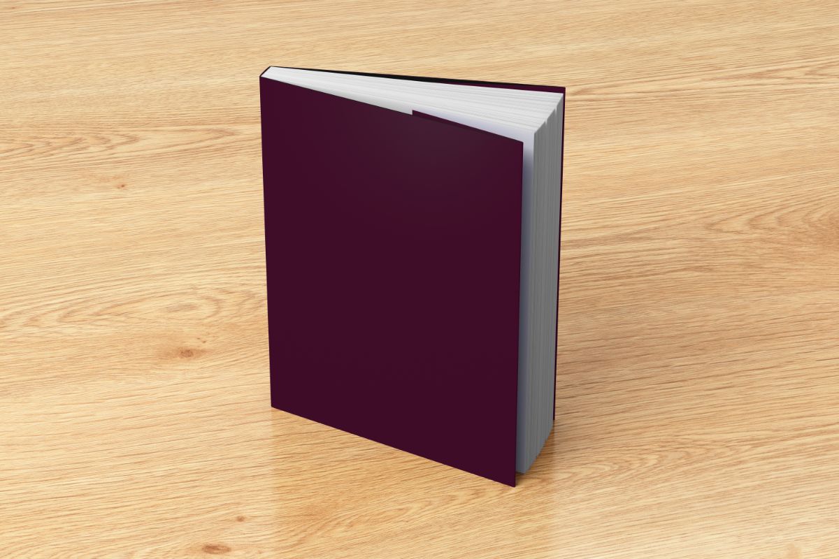 Book with purple dust jacket.