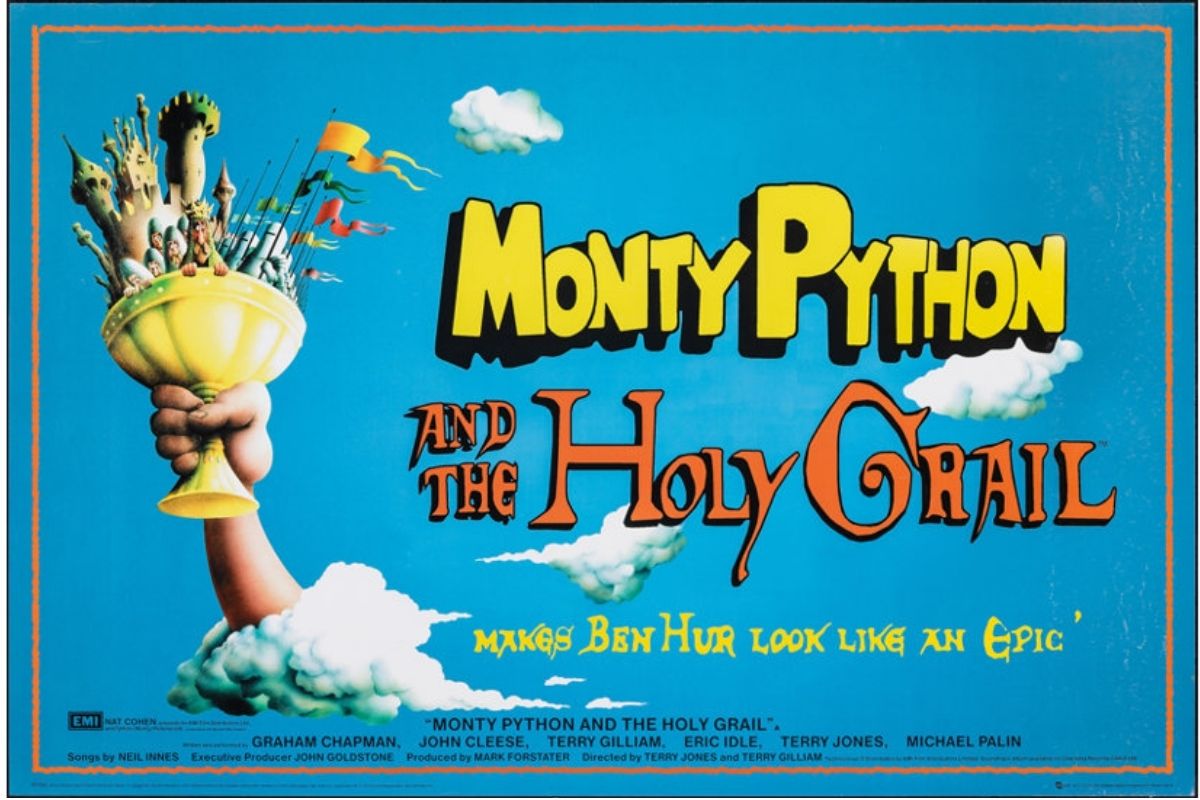 Monthy Python and the Holy Grail an anarchic movie, movie poster.