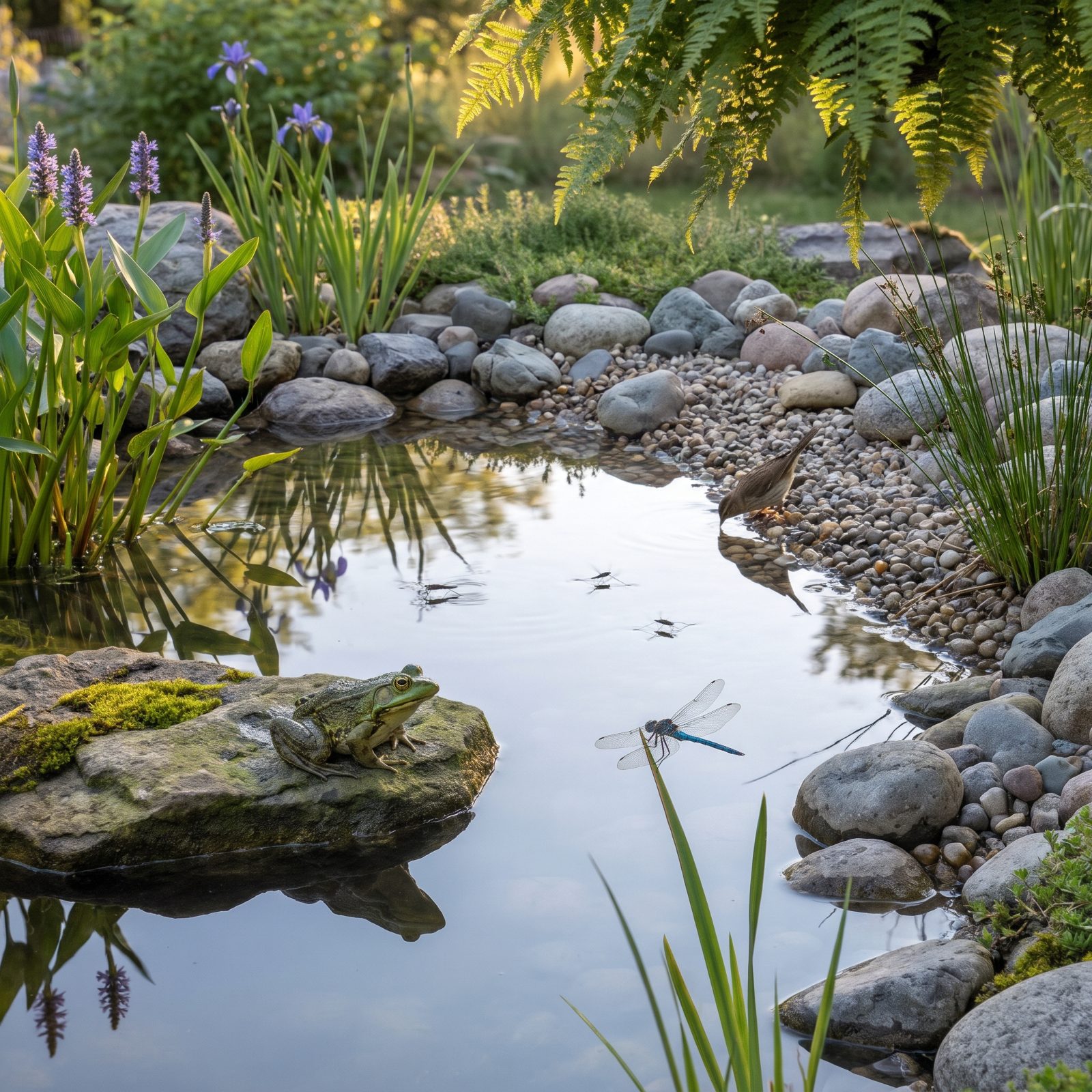 A Backyard Pond With Gently Sloped Edges