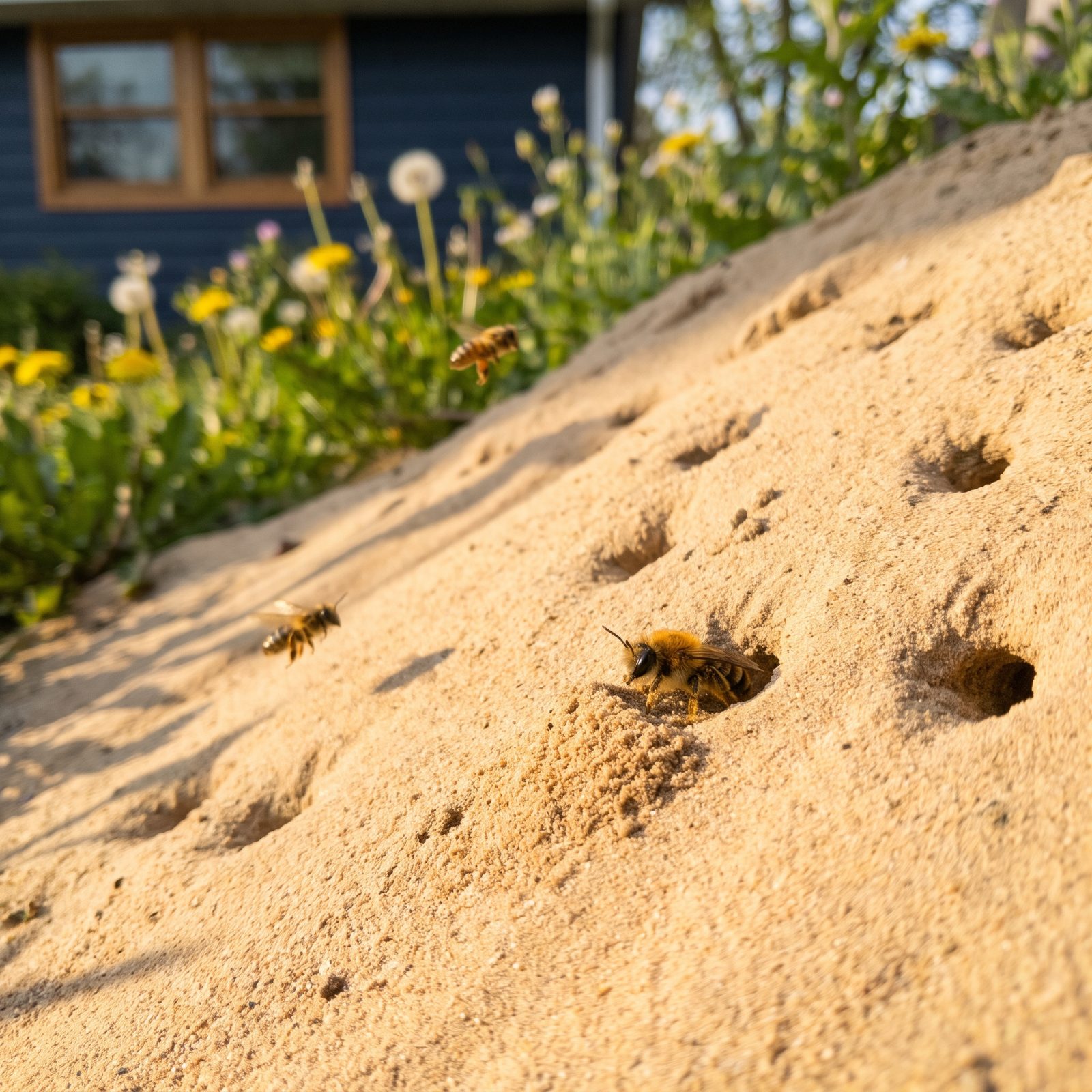 A Bare Sand Bank for Solitary Mining Bees