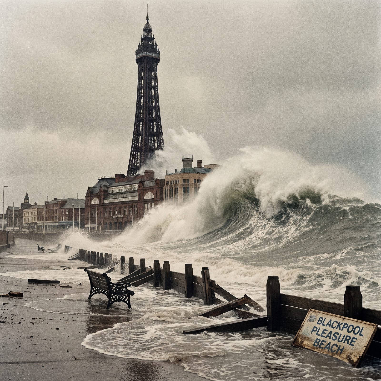 Blackpool Tower Swallowed by a Giant Wave, England