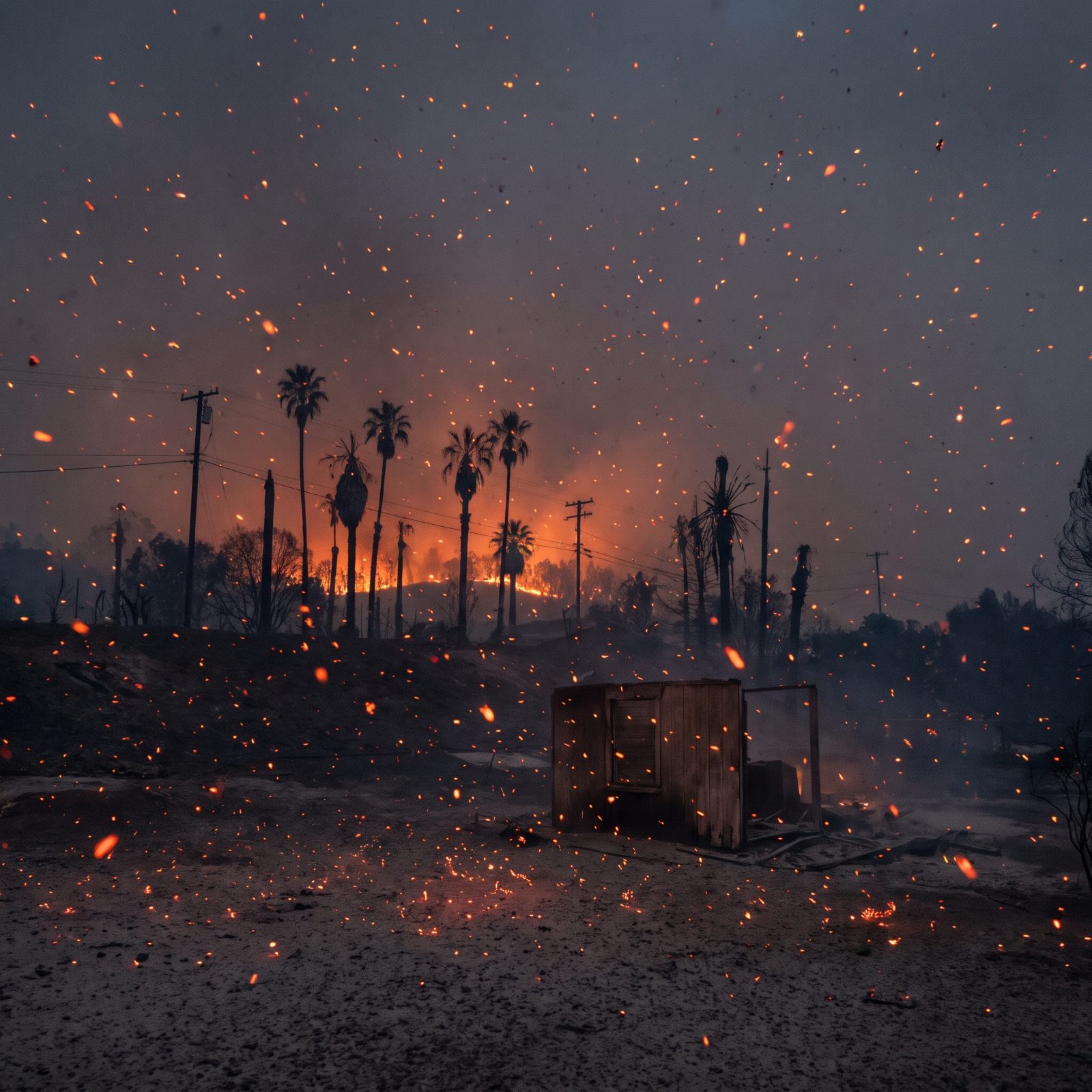 Burning Cinders Falling Like Snow During California Wildfires