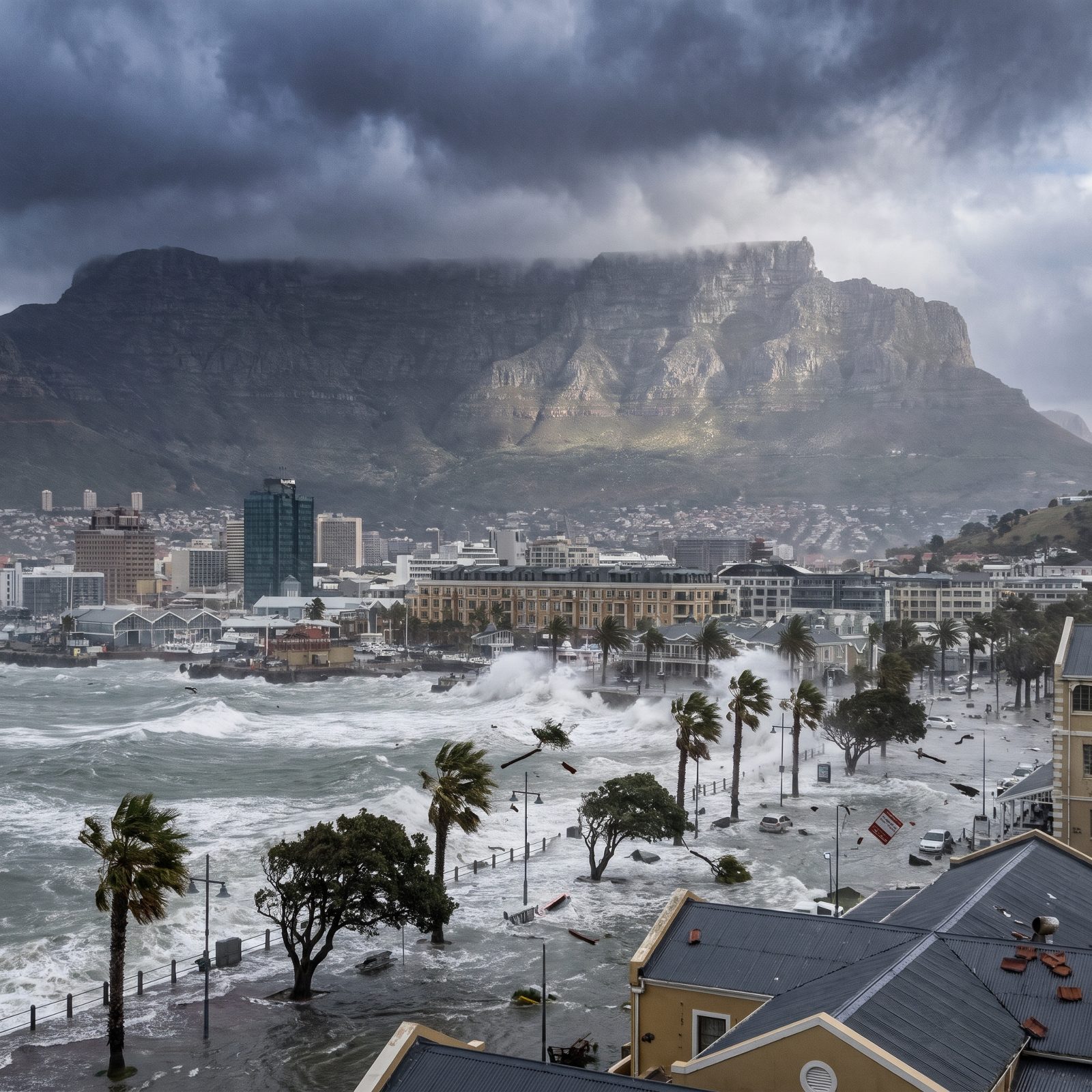 Cape Town: Table Mountain Capped by a Spinning Black Sky