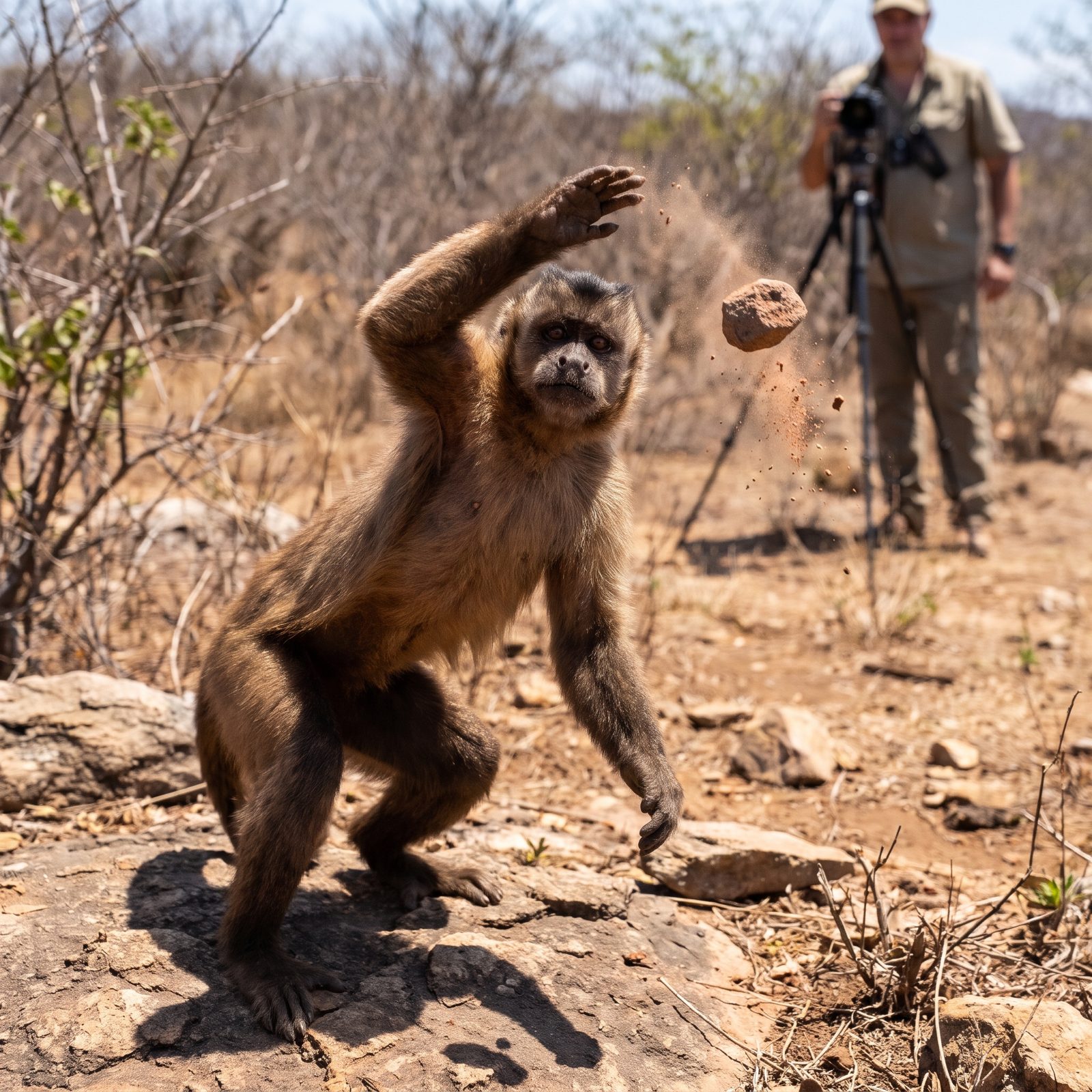 Capuchin Monkeys That Hurl Stones at Researchers