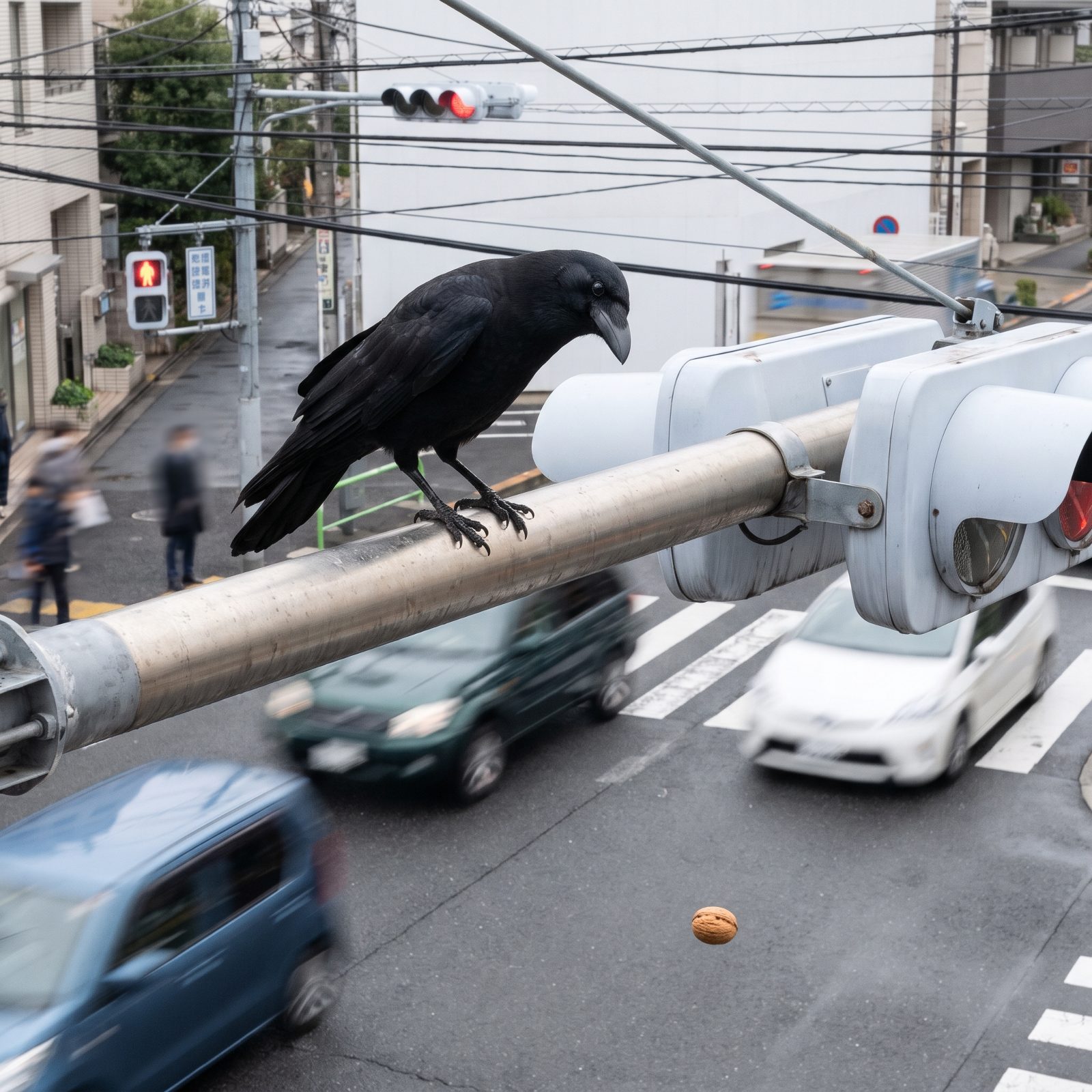 Crows That Drop Walnuts Into Traffic and Wait for the Light