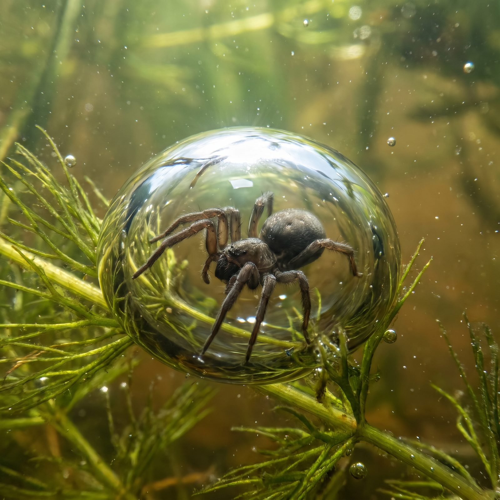The Diving Bell Spider That Builds Its Own Scuba Tank Underwater