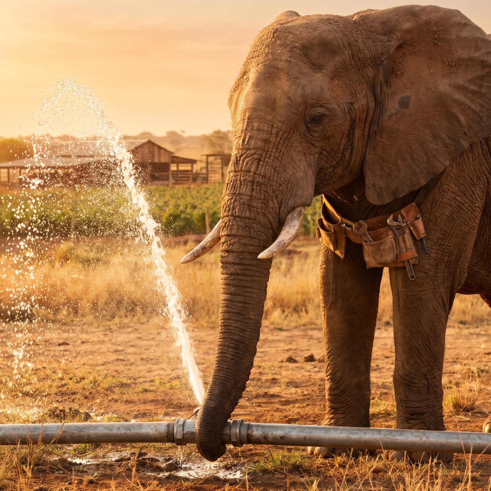 Elephants That Plug Irrigation Pipes to Make Them Spill