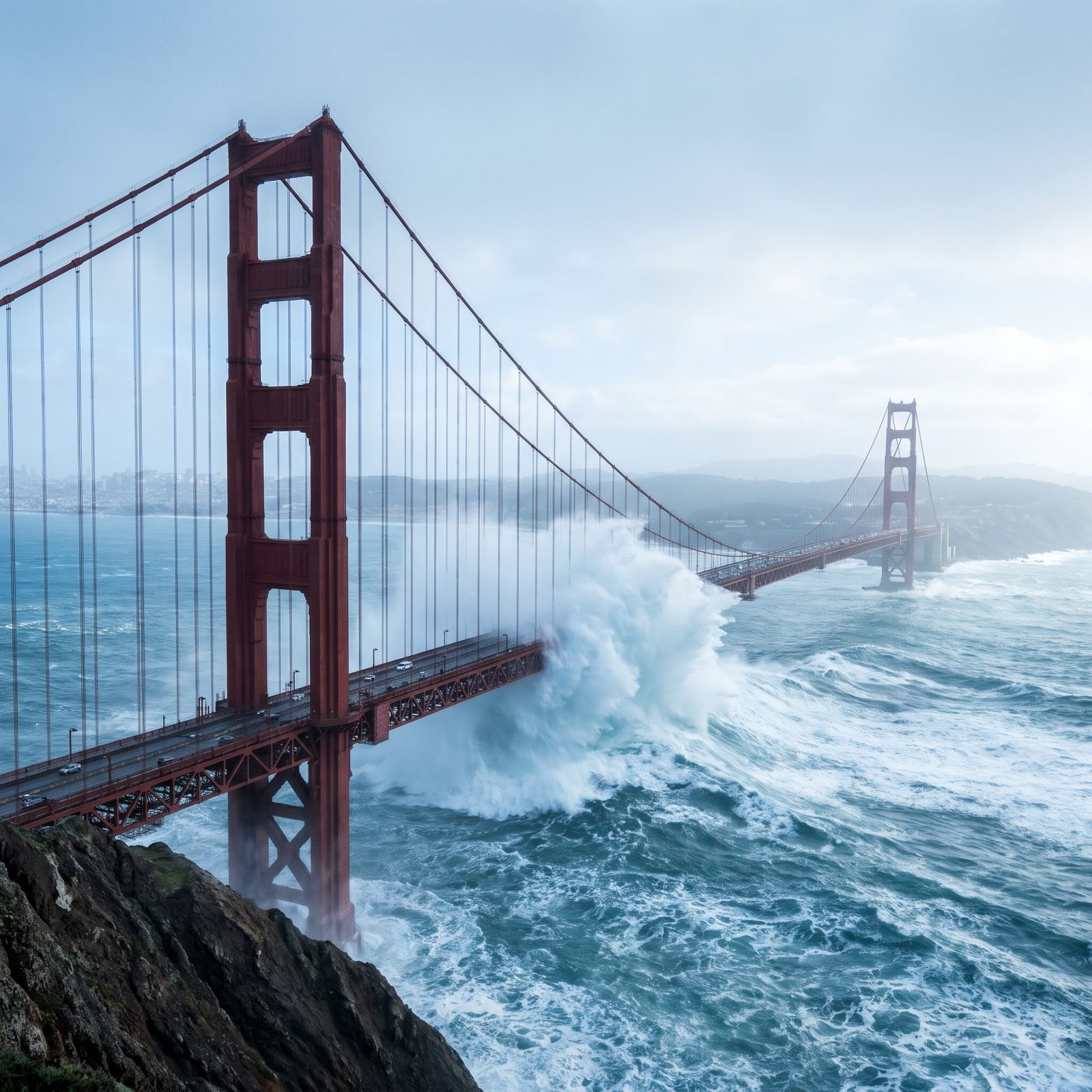 The Golden Gate Bridge Swallowed Where the Pacific Pours In