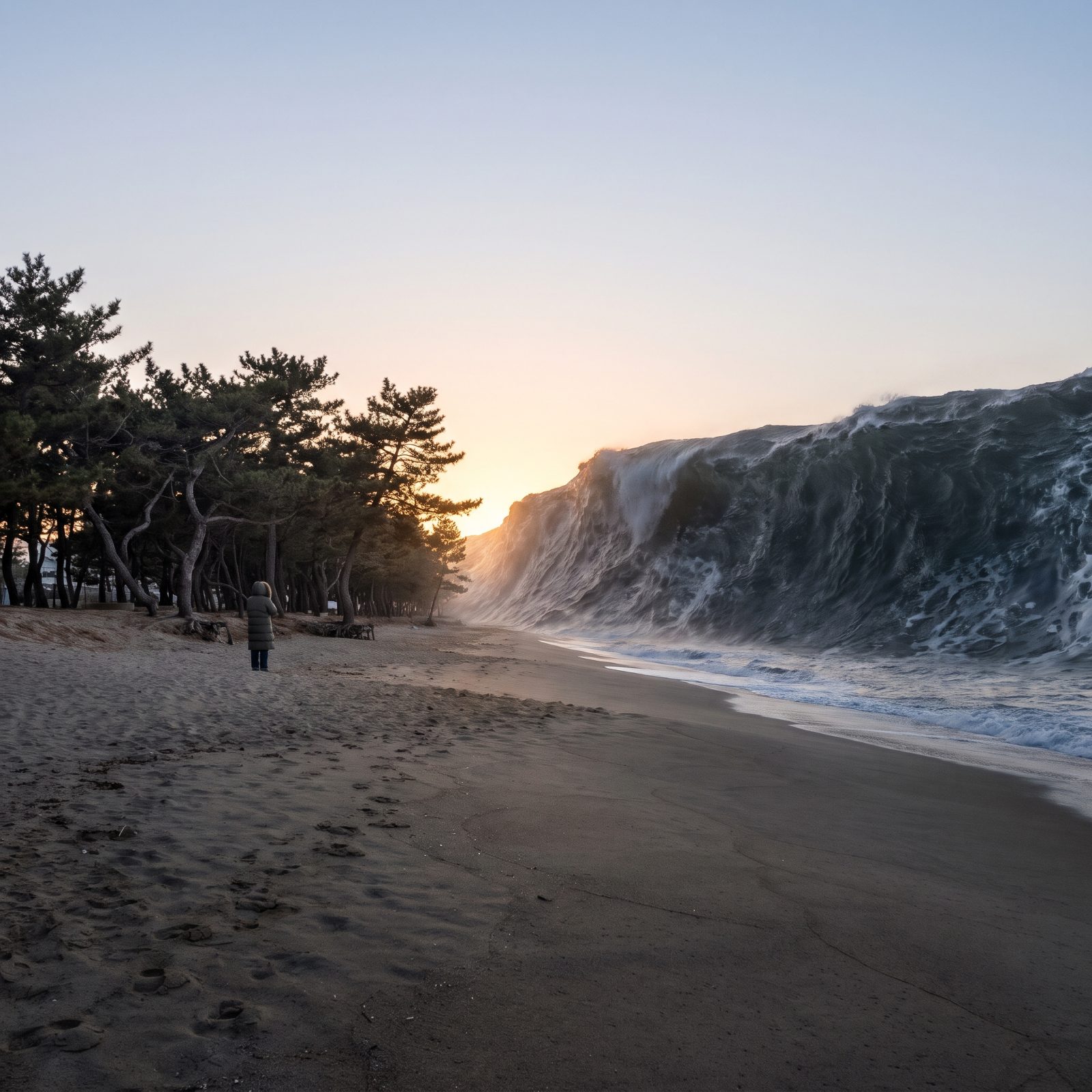 Gyeongpo Beach Under a Wall of Dark Sea, South Korea