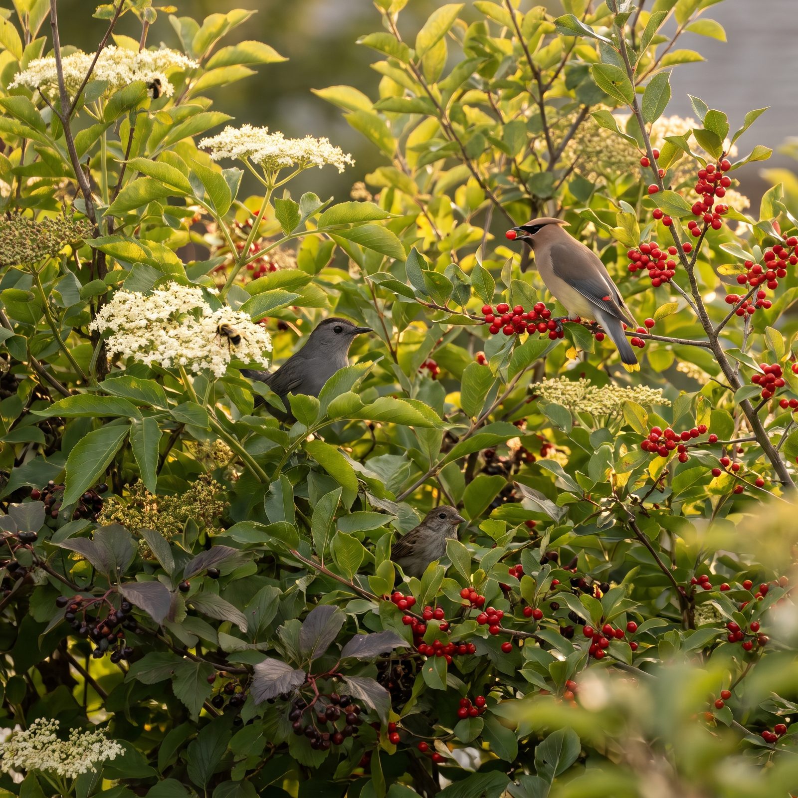 A Hedgerow of Native Shrubs Instead of a Fence Line