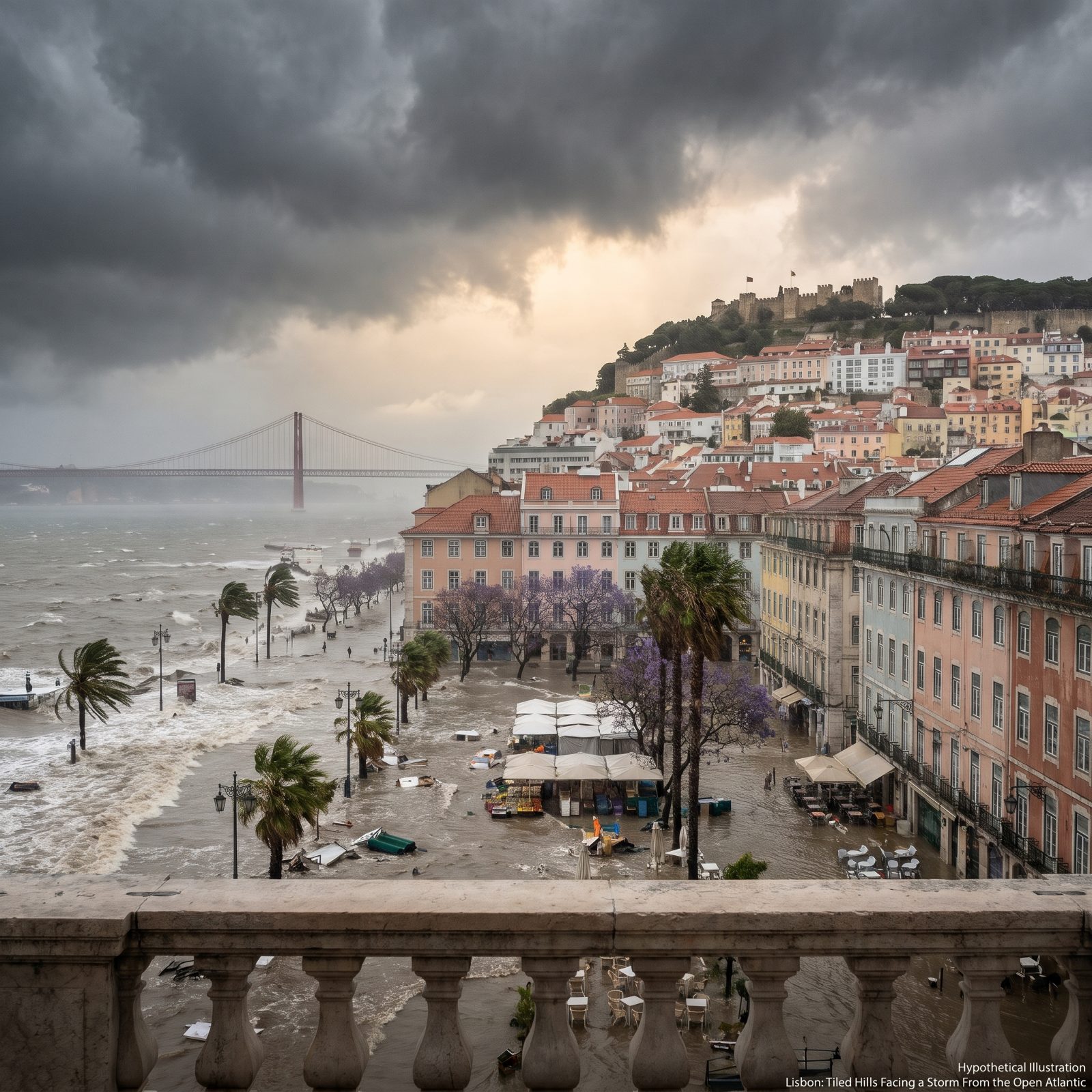 Lisbon: Tiled Hills Facing a Storm From the Open Atlantic