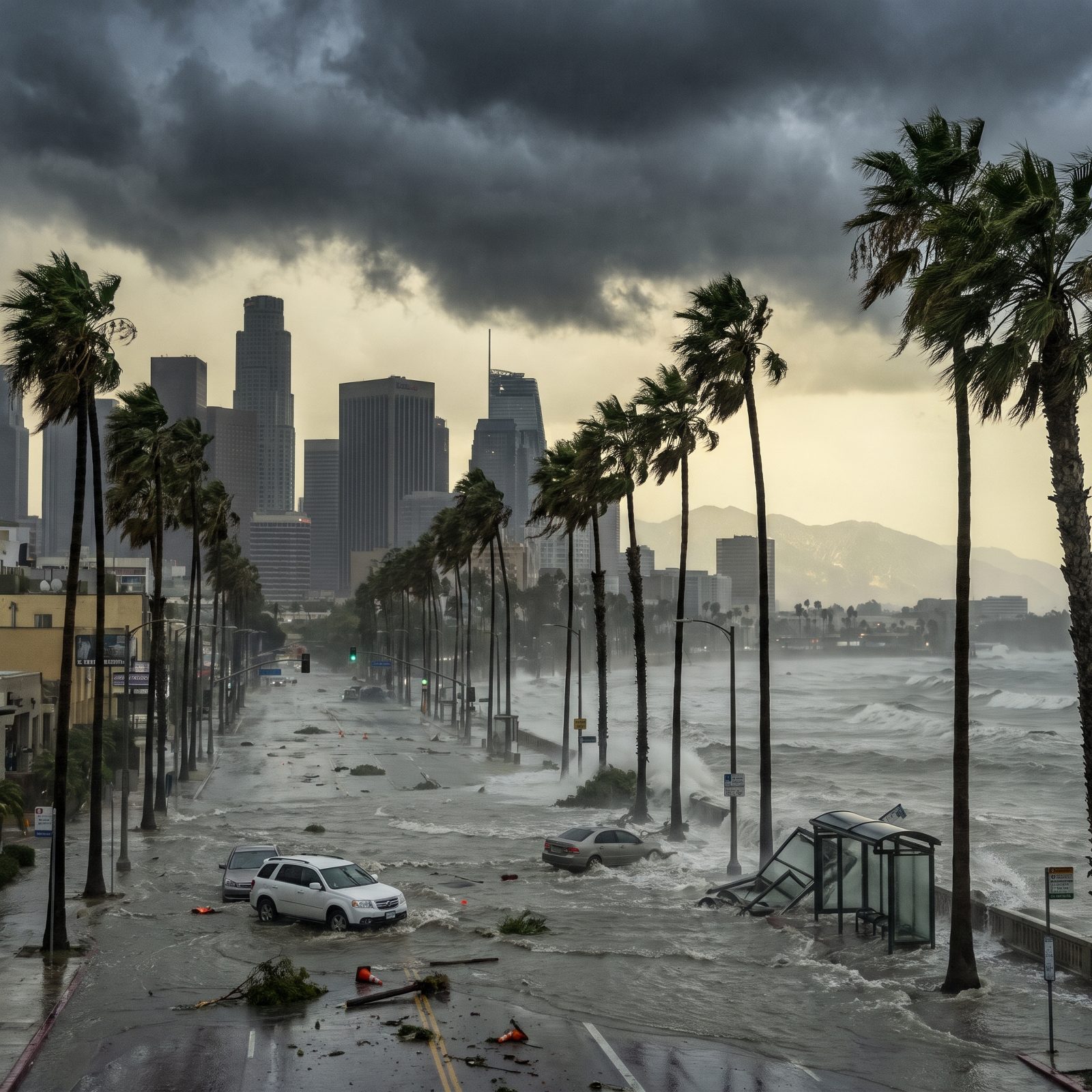 Los Angeles: Palm-Lined Boulevards Under a Wall of Surge