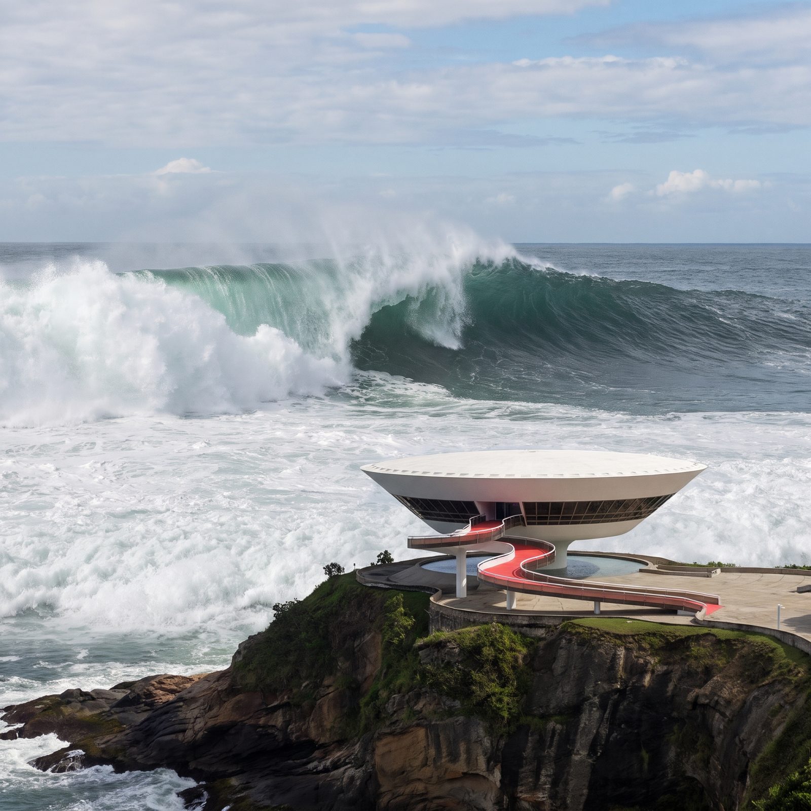 The Niteroi Art Museum Dwarfed by an Atlantic Wave, Brazil