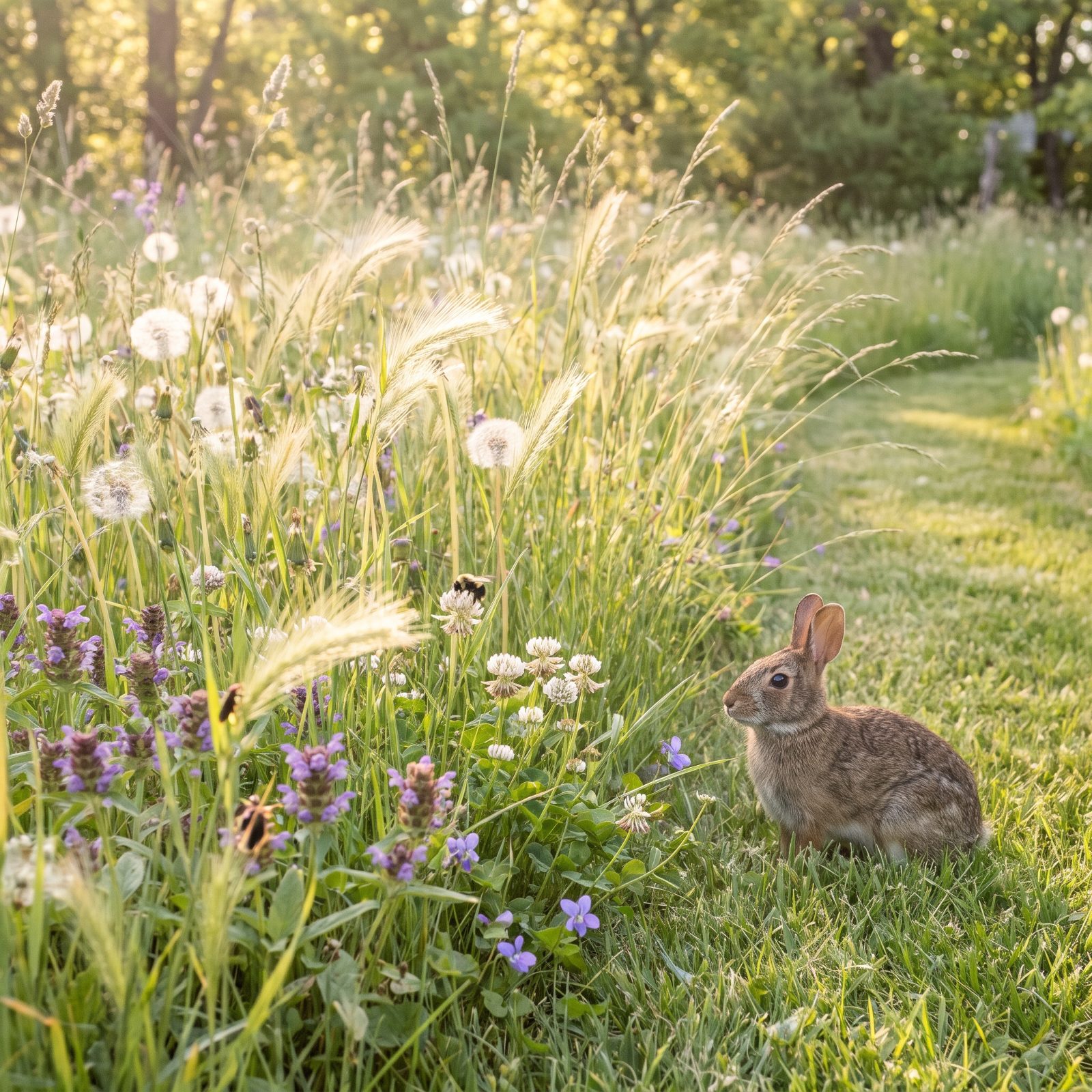 A No-Mow Lawn Zone Buzzing With Bees and Fireflies