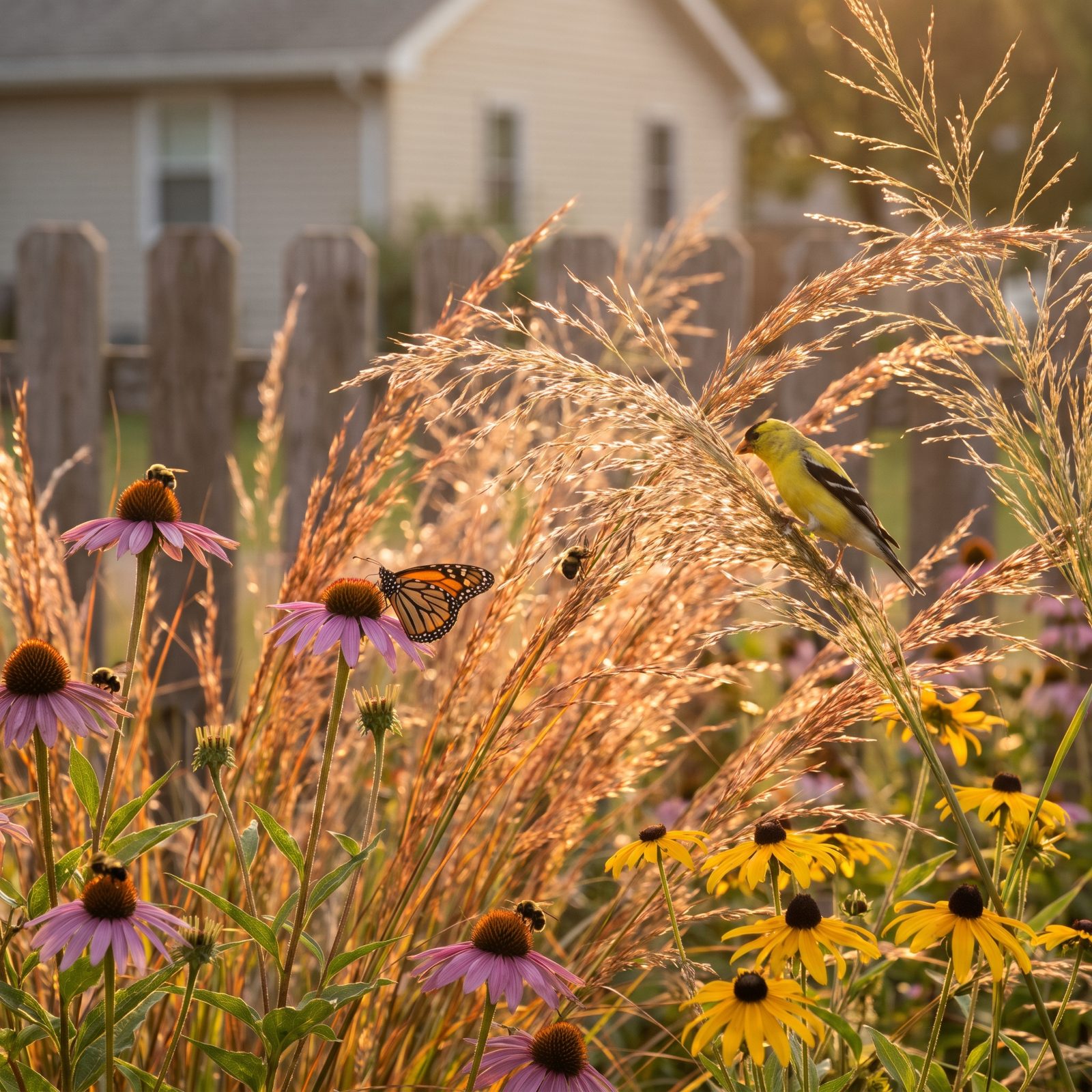 A Patch of Native Prairie Grass That Hums All Summer