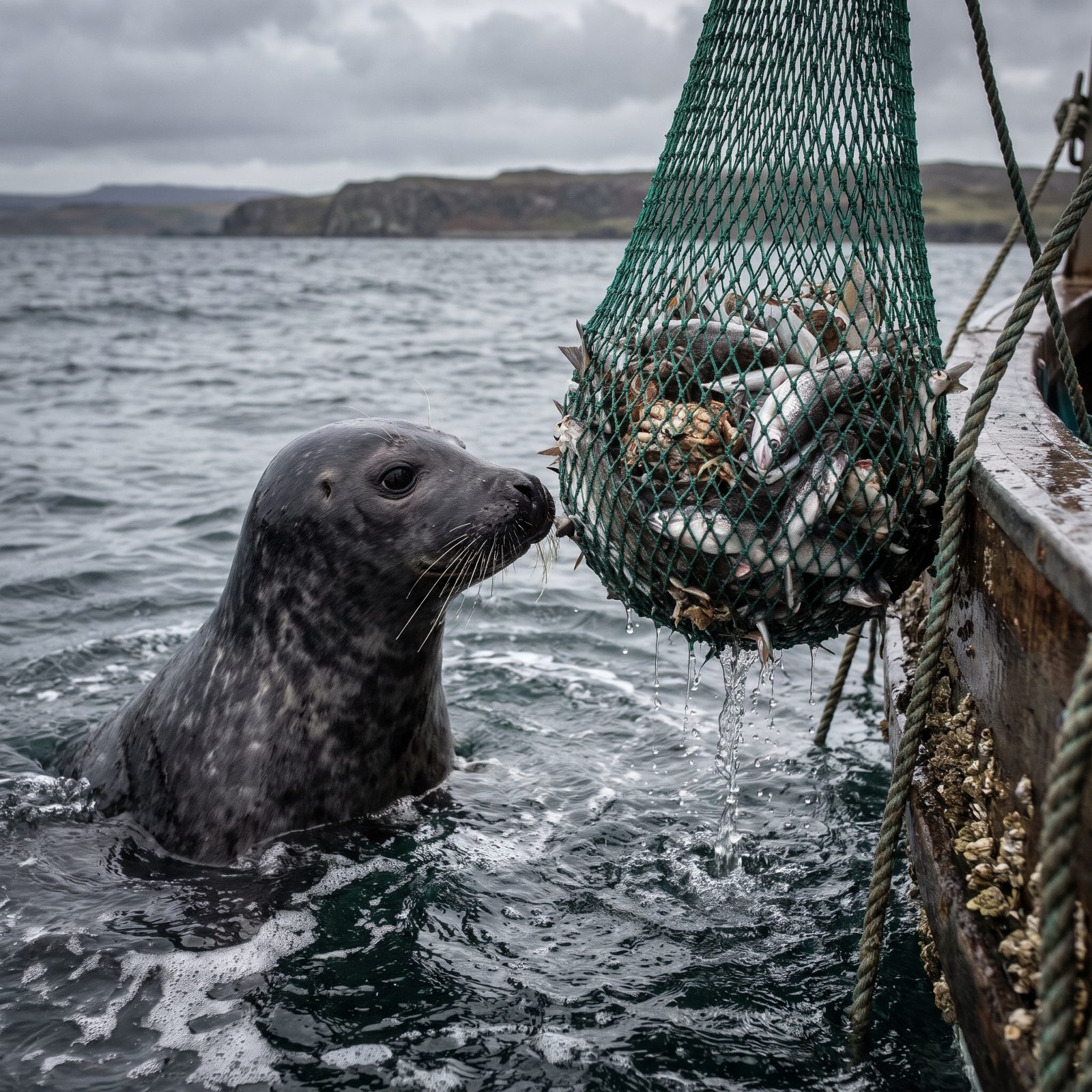 Seals That Shadow Fishing Boats to Rob the Nets