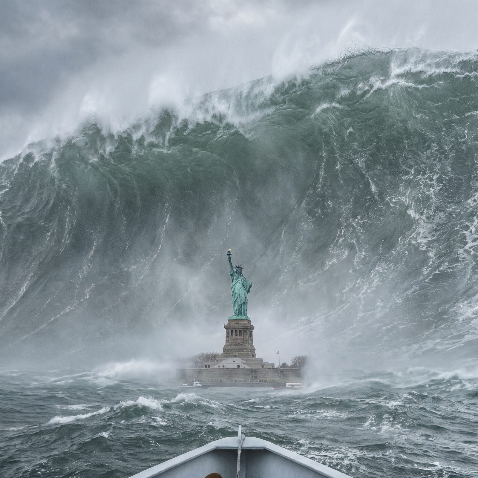 The Statue of Liberty Dwarfed by a 500-Foot Wall of Water