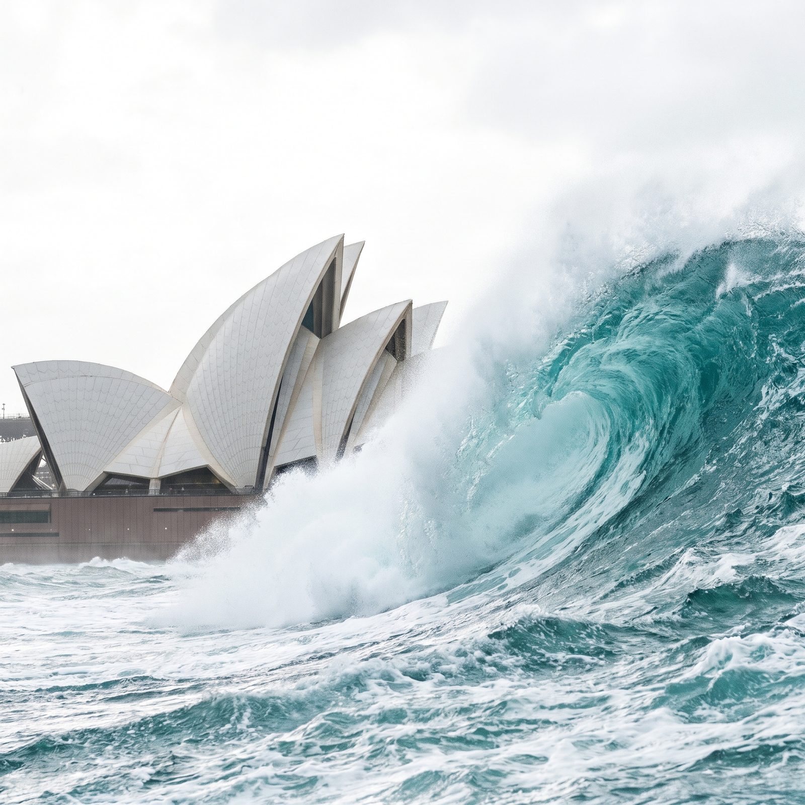 Sydney Opera House Under a Collapsing Ocean Crest